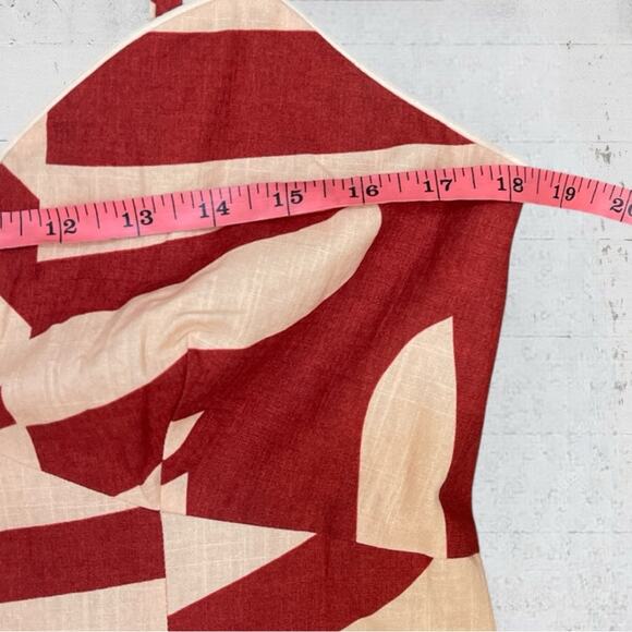 NWT Mon Renn Surreal Midi Dress Tropico Print Red Size Large Cotton Vacation - Picture 11 of 12